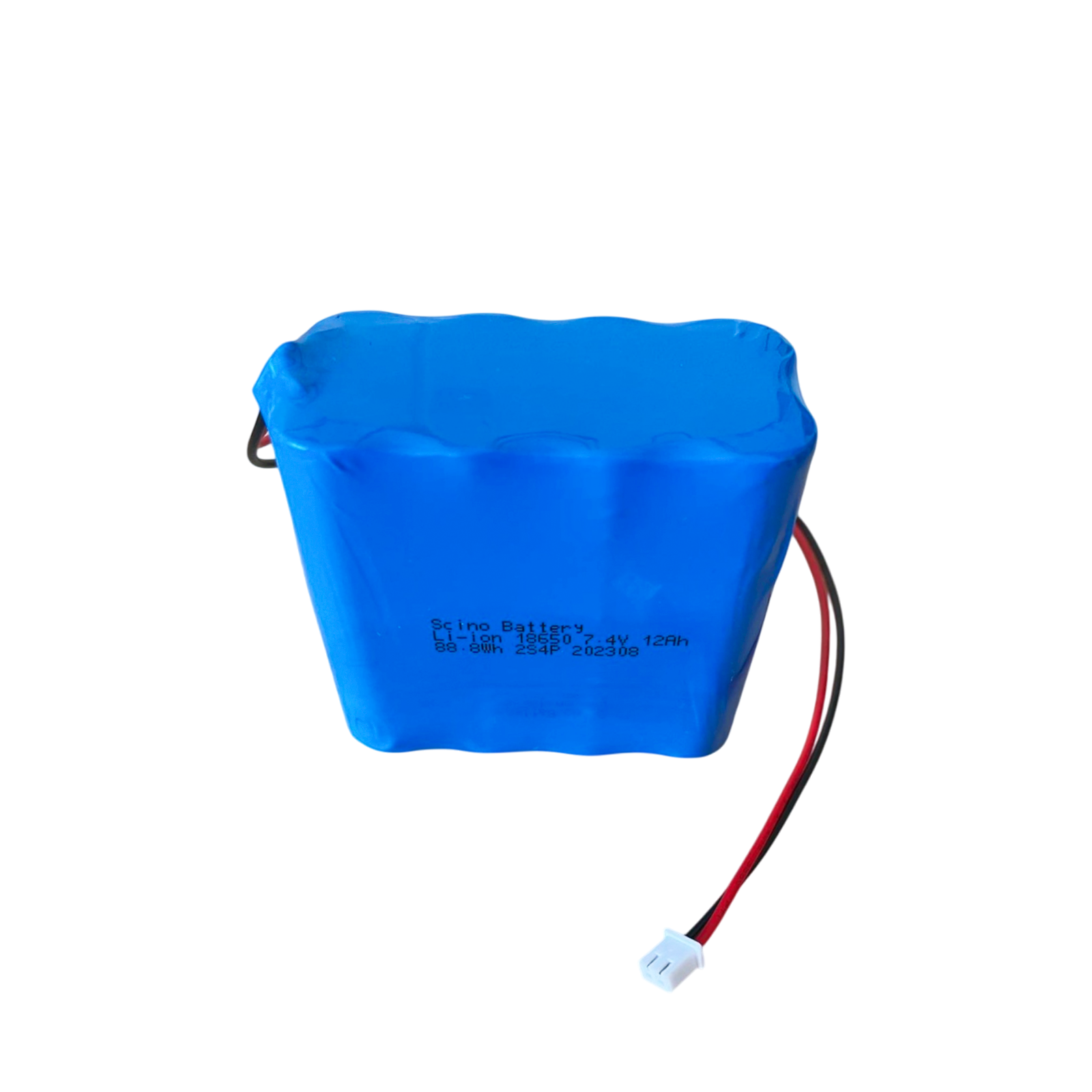 LiPo-battery-pack, 25.7V-Wrapped-in-blue- shrink with label-2