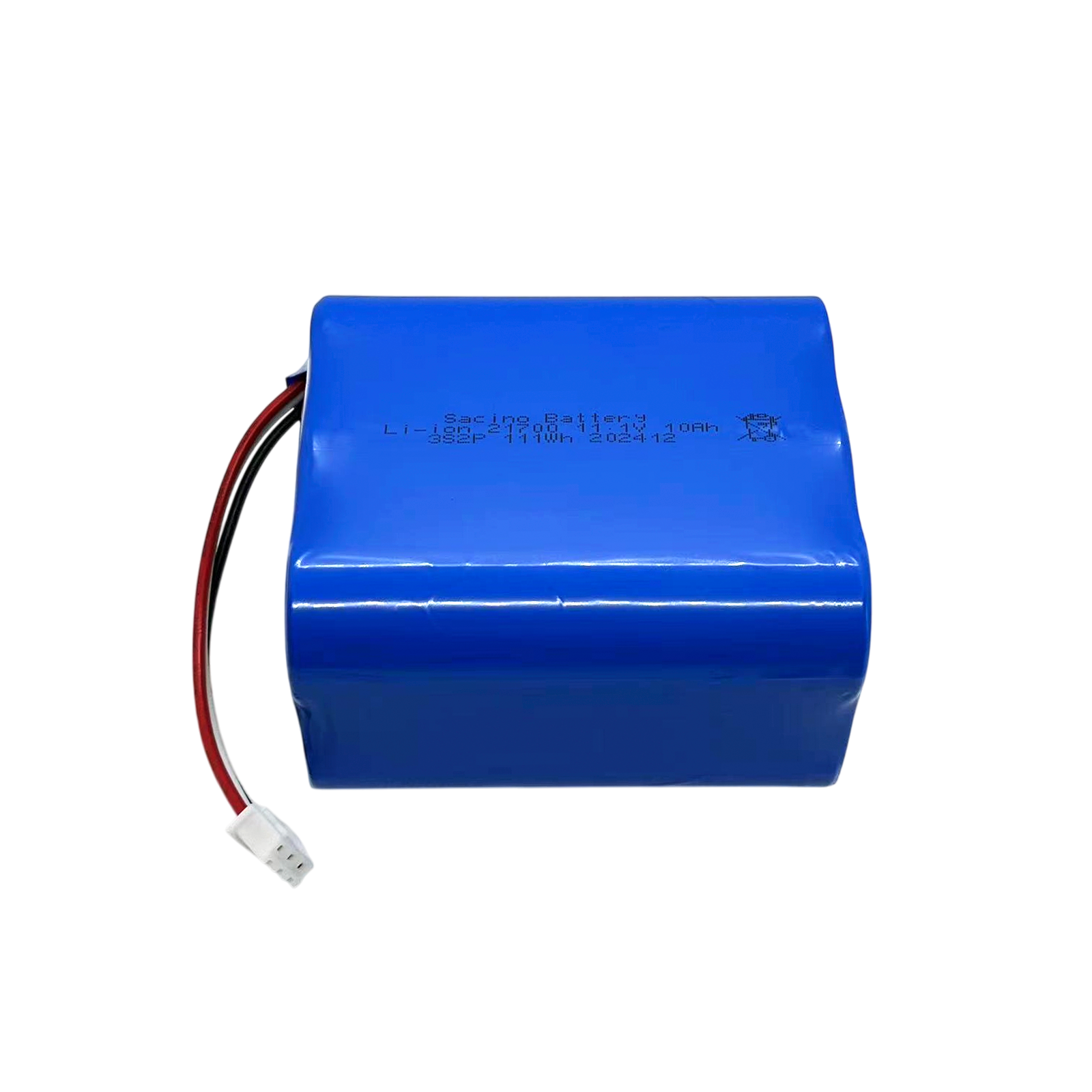LiPo-battery-pack, 25.7V-Wrapped-in-blue- shrink with label-3